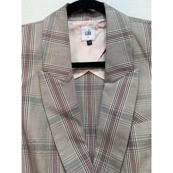 Cabi Plaid Double-Breasted Blazer Size 8 Womens Cotton & Polyester Blend Checker - Picture 3 of 11